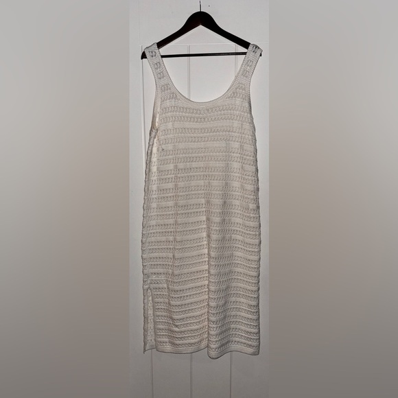 Old Navy Crochet Open Knit White Bodycon Dress Women XL Swim Cover‎ Up Midi - Picture 1 of 8